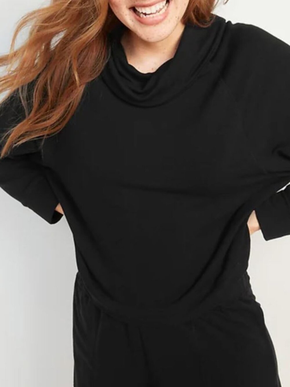 Old Navy Black Cowl Neck Long Sleeve Pullover Top
